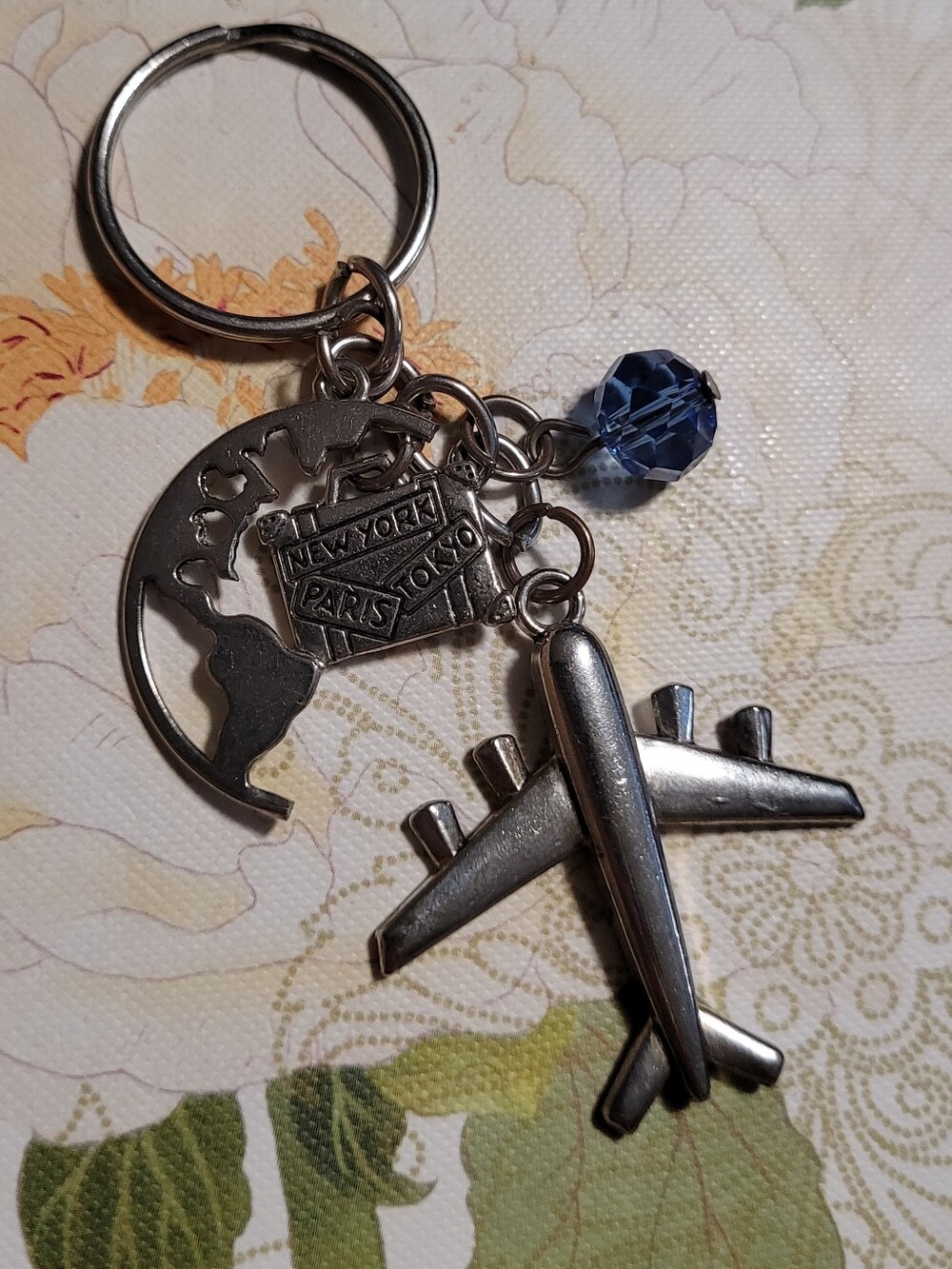 💚Free In Any Bundle Over $10 Travel Airplane Keychain with Blue Crystal Charm